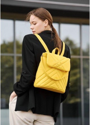Стильний жовтий красивий рюкзак стьобаний шкіряний еко.
Виконаний зі зносостійко. . фото 10