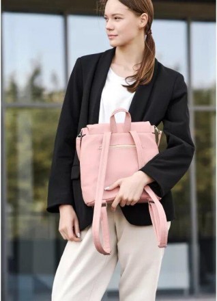 Стильний рожевий рюкзак колір пудра стьобаний шкіряний еко.
Виконаний зі зносост. . фото 8