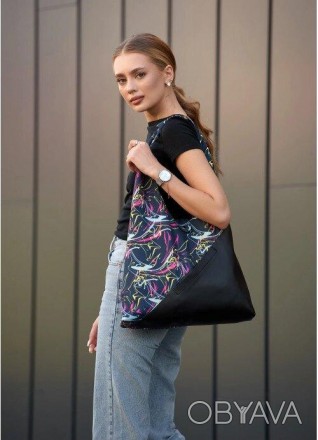 Жіноча велика стильна сумка на плече, сумка хобо
Виготовлена з комбінації зносос. . фото 1