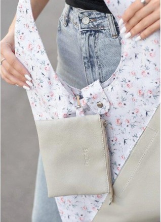 Жіноча велика стильна світла сумка на плече, сумка хобо
Виготовлена з комбінації. . фото 4