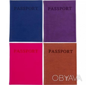Обкладинка для паспорта з вибитою написом "Passport". Виготовлена з якісного шкі. . фото 1