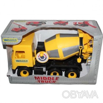 Авто "Middle truck" бетонозмішувач (жовтий) в коробці. . фото 1