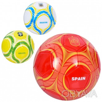 М'яч футбольний EN 3335 (30шт) розмір 5, ПВХ, 1,8мм, 340-360г, 3 види(країни), у. . фото 1
