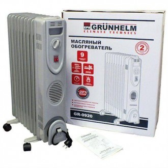 GRUNHELM GR-0920 - напольный масляный обогреватель, нагревательным элементом для. . фото 3