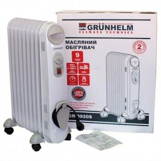 GRUNHELM GR-0920S - напольный масляный обогреватель, нагревательным элементом дл. . фото 2