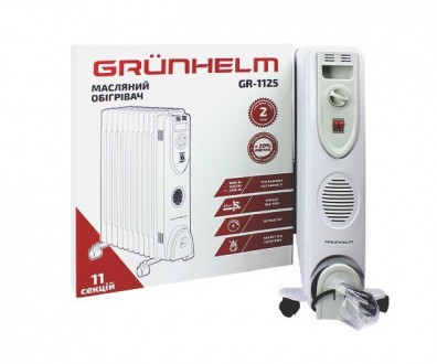 GRUNHELM GR-1125 - напольный масляный обогреватель, нагревательным элементом для. . фото 4