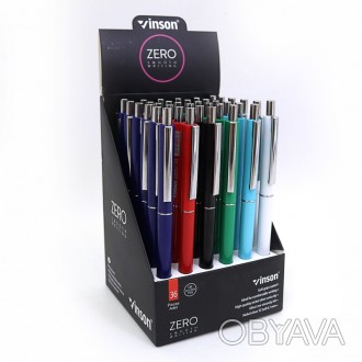 Z3 Ручка автомат масл.Vinson "Zero" 0,7мм, синяя, mix, 36шт/этик.. . фото 1