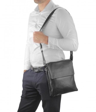 Шкіряна чоловіча сумка на плече, виріз плече, сумка месенджер, сумка планшет із . . фото 2