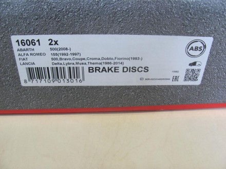 Гальмівний диск передній для Fiat Doblo (2005-2009).
R15
284x22
Виробник запчаст. . фото 6