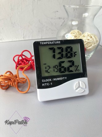 Побутовий цифровий термогігрометр із функцією годинника/будильника для вимірюван. . фото 2