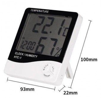 Побутовий цифровий термогігрометр із функцією годинника/будильника для вимірюван. . фото 4