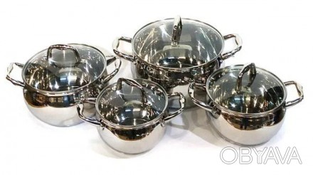 Набір посуду Benson з 6 предметів виготовлений із високоякісної сталі марки 18/1. . фото 1