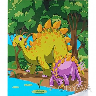 Картина по номерам Strateg Динозавры у берега 30х30 см Картины по номерам от укр. . фото 1