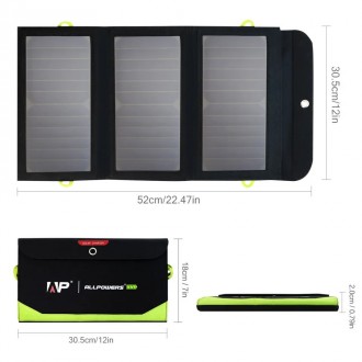 Портативна сонячна панель з powerbank Allpowers 21W 3.5A QC3.0 10000mAh Кемпінгова туристична переносна панель. Львів. фото 1 Портативна сонячна панель з powerbank Allpowers 21W 3.5A QC3.0 10000mAh Кемпінгова туристична переносна панель. Львів. фото 1
