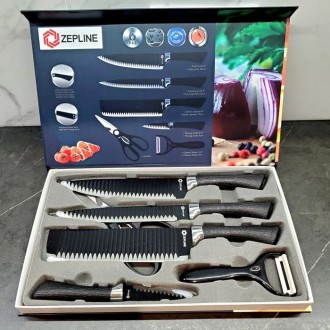 Набір кухонних ножів із неіржавкої сталі 6 предметів Zepline ZP-035
Набір ножів . . фото 2
