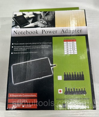 Универсальное зарядное устройство для ноутбука 12-24V 120W, 8 насадок от сети. Одесса. фото 1 Универсальное зарядное устройство для ноутбука 12-24V 120W, 8 насадок от сети. Одесса. фото 1