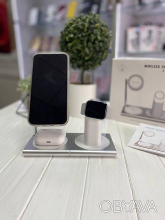 3 IN 1 WIRELESS CHARGER STAND Z3 (FOR IPHONE, AIRPODS AND APPLE WATCH)
- бездрот. . фото 1
