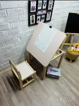 Яркий эко игровой набор для детей состоящий из стола с нишей и стула можно испол. . фото 1