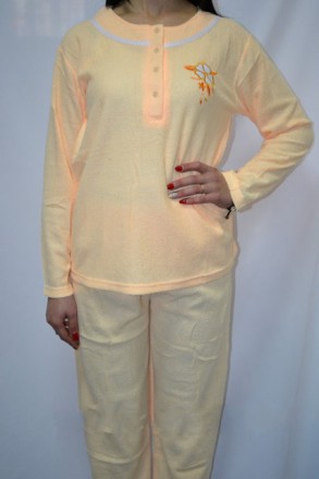  Пижама женская теплая NAMKY (производство Венгрия) оранжевого и салатового цвет. . фото 4