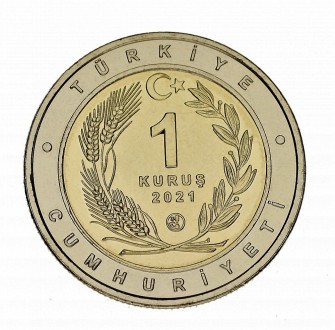 Красива монета в 1 куруш Туреччини 2021 року з серії Фауна Туреччини - Каталбуру. . фото 3