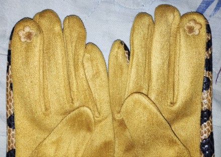 Стильные, зимние, леопардовые перчатки Luxere с опушкой, 50%-cotton, ширина-8.5с. . фото 5
