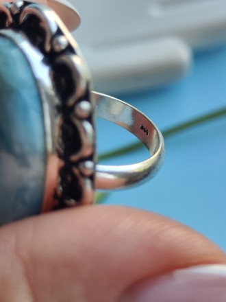 Пропонуємо вам купити кільце з натуральним каменем ларимар в сріблі.
Розмір 17,5. . фото 9