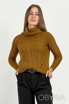 Лаконичный женский свитер из смесовой ткани. Волокна акрила и полиэстера делают . . фото 1