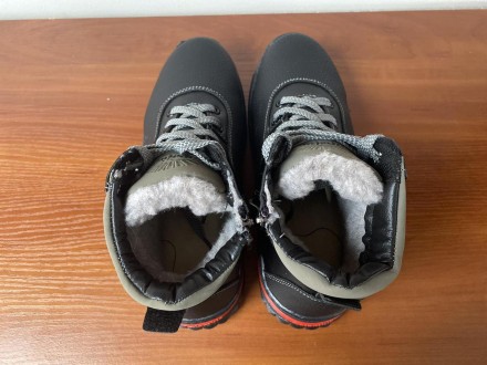 Женские зимние ботинки черные из экокожи на молнии на шнурках на меху прошитые. . . фото 10