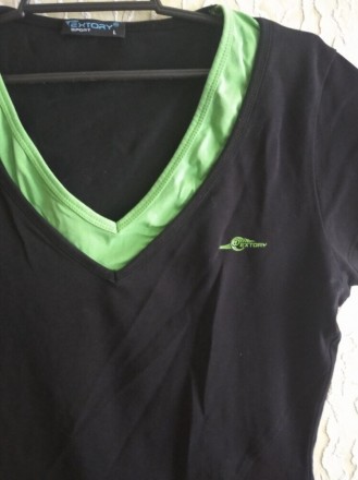 Спортивная женская футболка, р.Л, Extory Sport, Турция .
Цвет - черный, зелёный. . фото 3