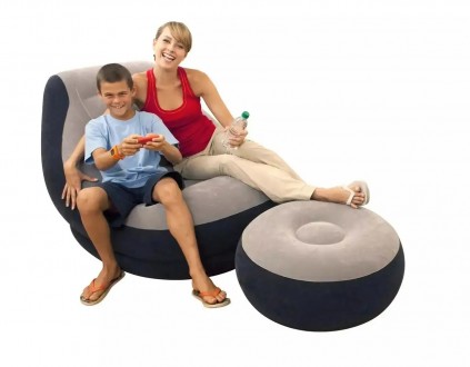 Надувной диван с пуфом Air Sofa Comfort Надувное велюровое кресло с пуфиком (116. . фото 6