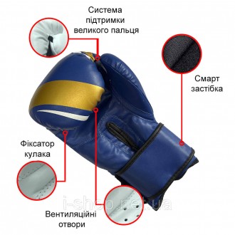 Рукавички боксерські Newt Fight Gear Team Club сині 12 oz NE-BOX-BF-12-BL відмін. . фото 3