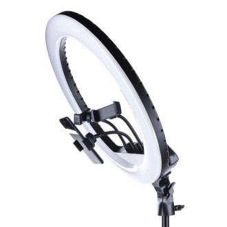 Кольцевая LED лампа RGB RL-18 45 см кольцо для селфи с пультом и тремя держателя. . фото 4