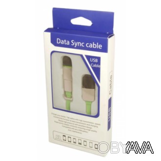 Кабель для телефона Data Sync Cable 2 в1 (рожевий, білий, блакитний, чорний). . фото 1