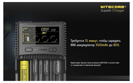 Зарядний пристрій Nitecore SC4 для акумуляторів (Ni-Cd Ni-Mh Li-Ion IMR LiFePO4). . фото 6