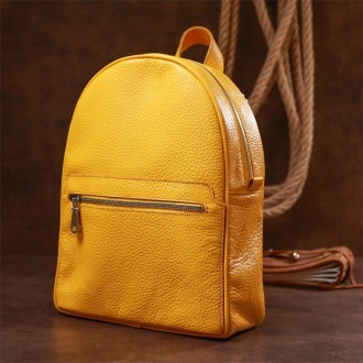 Яскравий жовтий шкіряний рюкзак класичний міський в акуратному дизайні.
Гідна як. . фото 2