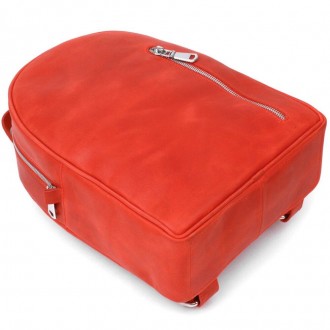 Червоний шкіряний рюкзак вінтаж casual міський у лаконічному, акуратному дизайні. . фото 10