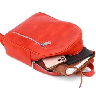 Червоний шкіряний рюкзак вінтаж casual міський у лаконічному, акуратному дизайні. . фото 5