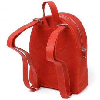 Червоний шкіряний рюкзак вінтаж casual міський у лаконічному, акуратному дизайні. . фото 8