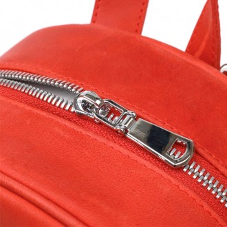 Червоний шкіряний рюкзак вінтаж casual міський у лаконічному, акуратному дизайні. . фото 9