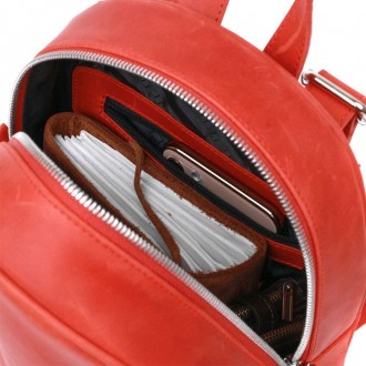 Червоний шкіряний рюкзак вінтаж casual міський у лаконічному, акуратному дизайні. . фото 6