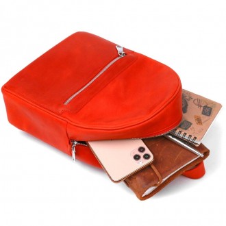 Червоний шкіряний рюкзак вінтажний кежуал у лаконічному дизайні.
Матеріал: натур. . фото 5