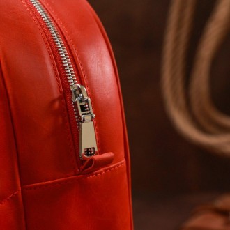 Червоний шкіряний рюкзак вінтажний кежуал у лаконічному дизайні.
Матеріал: натур. . фото 4
