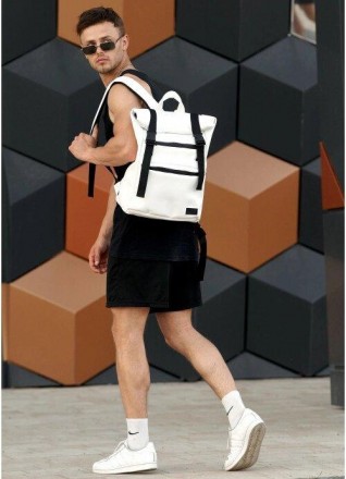Розкладний рюкзак білий чоловічий для ноутбука виготовлений зі зносостійкої, які. . фото 2