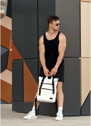 Розкладний рюкзак білий чоловічий для ноутбука виготовлений зі зносостійкої, які. . фото 3