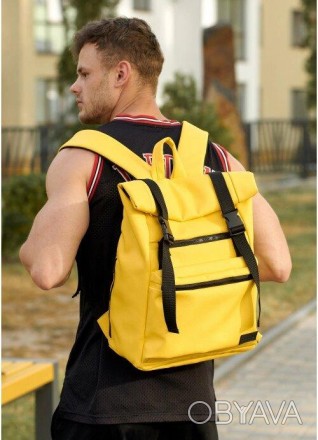 Розкладний рюкзак жовтий чоловічий для ноутбука виготовлений зі зносостійкої, як. . фото 1
