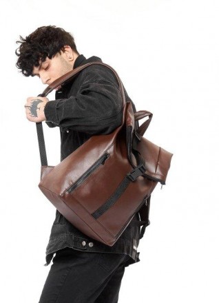 Великий рюкзак коричневий чоловічий спортивний, дорожній розкладний, для ноутбук. . фото 9