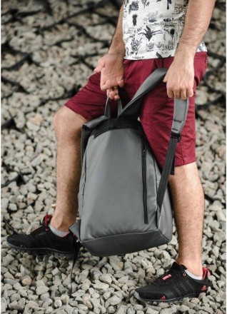 Чоловічий сірий місткий рюкзак виготовлений зі зносостійкої, якісної, водовідшто. . фото 4