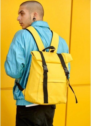 Чоловічий жовтий великий рюкзак місткий, розкладний дорожній, спортивний рюкзак . . фото 2
