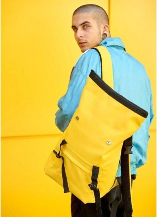 Чоловічий жовтий великий рюкзак місткий, розкладний дорожній, спортивний рюкзак . . фото 3