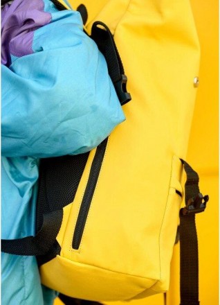 Чоловічий жовтий великий рюкзак місткий, розкладний дорожній, спортивний рюкзак . . фото 5